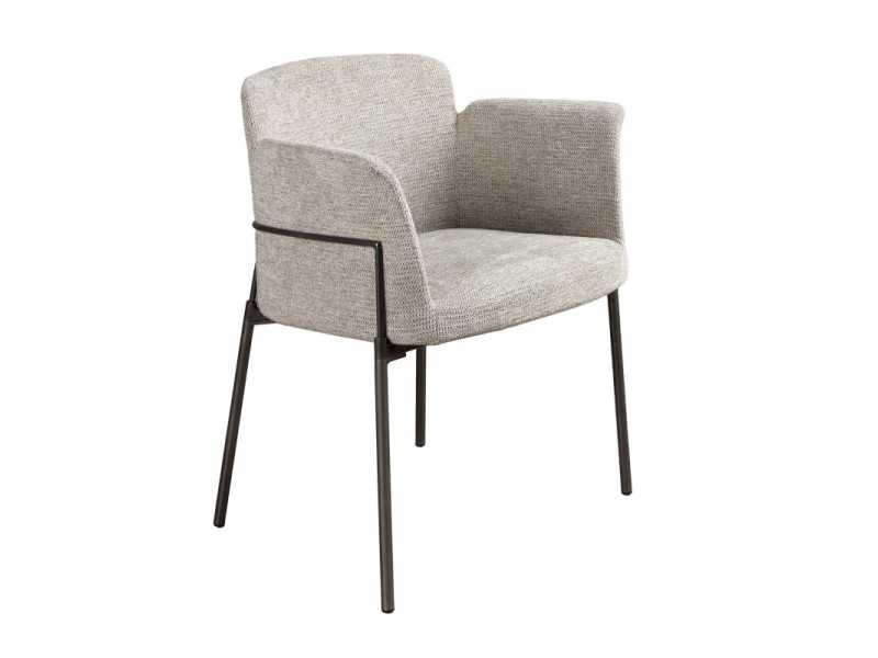 Fauteuil design tapissé avec structure en acier inoxydable - ANGÉLE