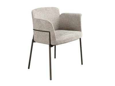 Fauteuil design tapissé avec structure en acier inoxydable - ANGÉLE