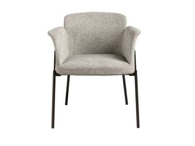Fauteuil design tapissé avec structure en acier inoxydable - ANGÉLE