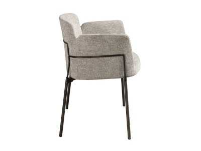 Fauteuil design tapissé avec structure en acier inoxydable - ANGÉLE