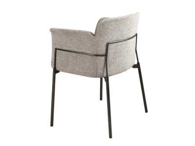 Fauteuil design tapissé avec structure en acier inoxydable - ANGÉLE