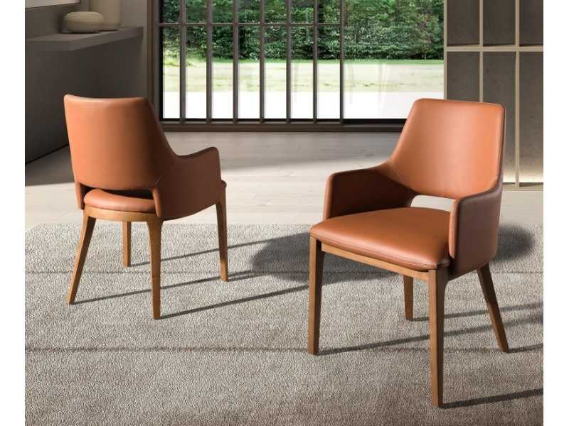 Designer chair upholstered in brown faux leather - ZARA