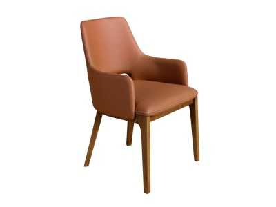 Silla de diseño tapizada en piel sintética marrón - ZARA