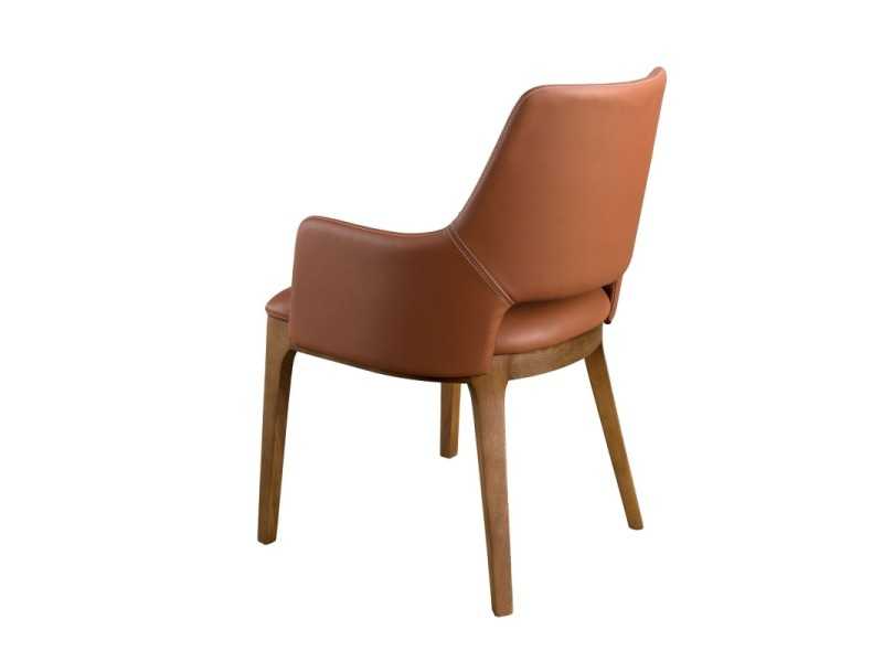 Silla de diseño tapizada en piel sintética marrón - ZARA