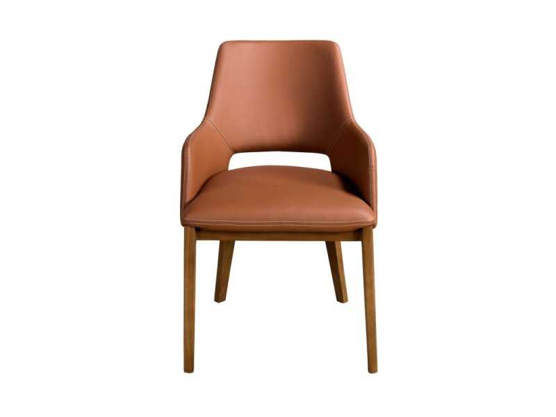 Silla de diseño tapizada en piel sintética marrón - ZARA