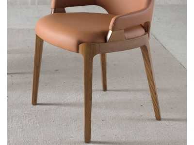 Silla de diseño tapizada en piel sintética marrón - ZANTE