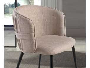 Upholstered designer chair with lacquered stainless steel structure - ADELYN 2