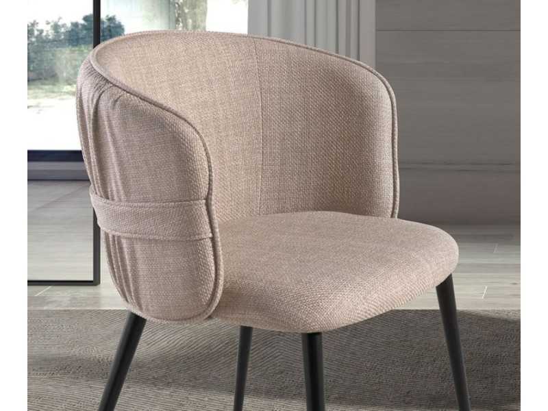 Silla de diseño tapizada con estructura en acero inoxidable lacado - ADELYN