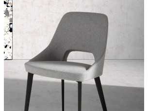 Upholstered modern design chair with matte black stainless steel structure - ADRIANNA 2
