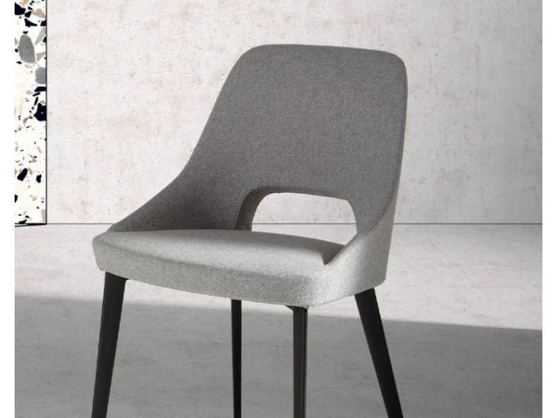 Upholstered modern design chair with matte black stainless steel structure - ADRIANNA