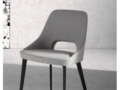 Upholstered modern design chair with matte black stainless steel structure - ADRIANNA