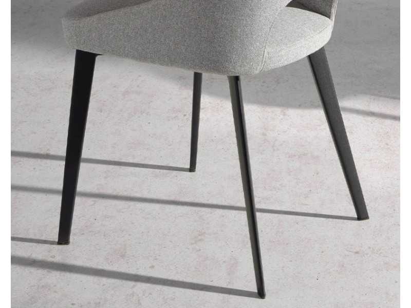 Chaise design moderne tapisée avec structure en acier inoxydable noir mat - ADRIANNA