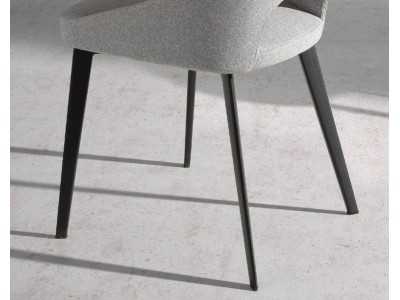 Upholstered modern design chair with matte black stainless steel structure - ADRIANNA
