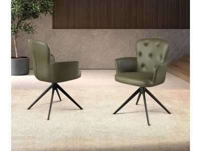 Chaise pivotante tapissé de cuir synthétique avec base en acier inoxydable - ACCUMOLI