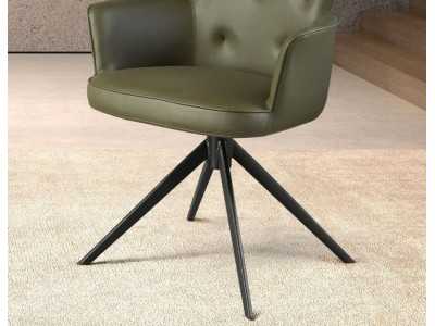 Silla giratoria tapizada en polipiel con base en acero inoxidable - ACCUMOLI