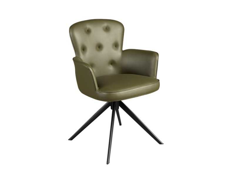 Swivel chair upholstered in synthetic leather with stainless steel base - ACCUMOLI