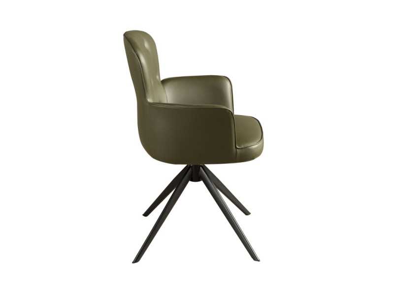 Swivel chair upholstered in synthetic leather with stainless steel base - ACCUMOLI