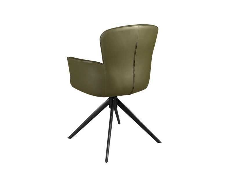 Swivel chair upholstered in synthetic leather with stainless steel base - ACCUMOLI