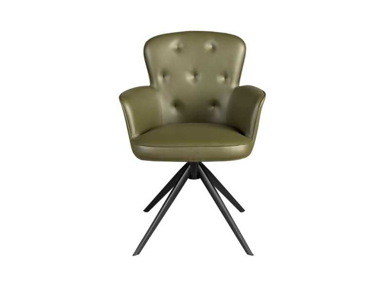Swivel chair upholstered in synthetic leather with stainless steel base - ACCUMOLI