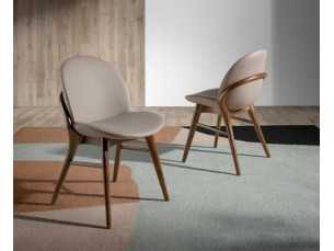Rounded design chair with solid wood structure - ALEXIA