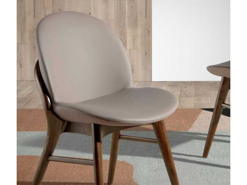 Chaise design arrondie avec structure en bois massif - ALEXIA