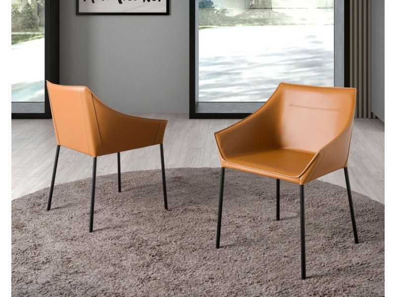 Designer chair with black lacquered stainless steel legs - AMOS