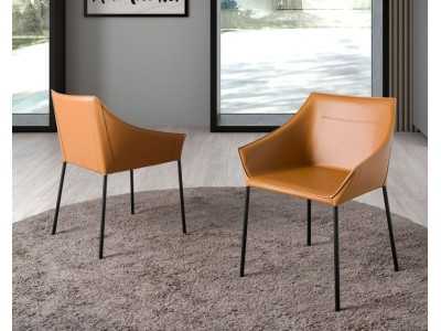 Chaise design avec pieds en acier inoxydable laqué noir - AMOS