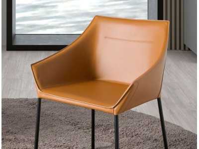 Chaise design avec pieds en acier inoxydable laqué noir - AMOS