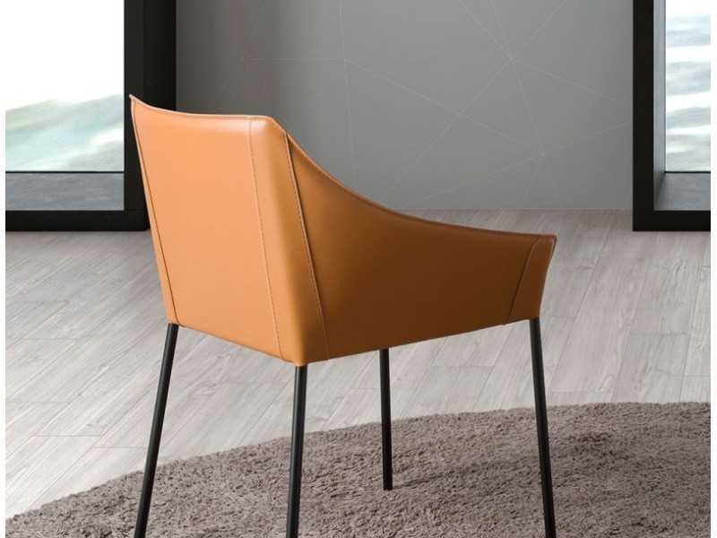 Designer chair with black lacquered stainless steel legs - AMOS