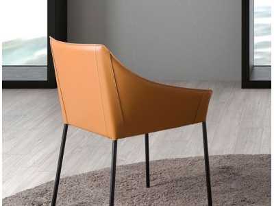 Chaise design avec pieds en acier inoxydable laqué noir - AMOS