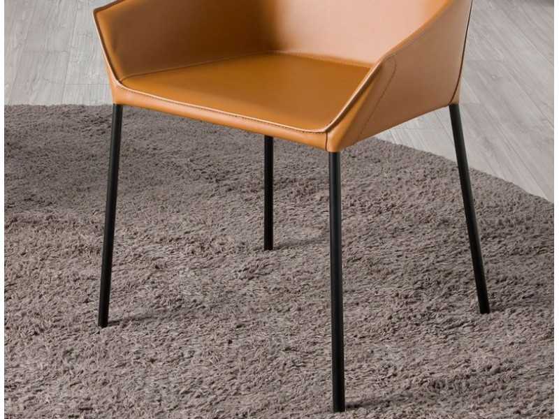 Designer chair with black lacquered stainless steel legs - AMOS