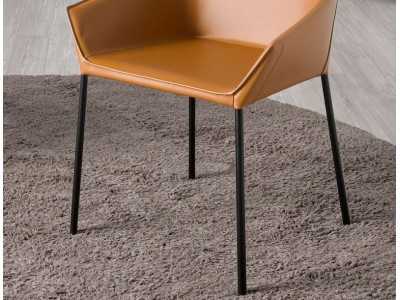 Chaise design avec pieds en acier inoxydable laqué noir - AMOS