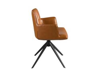 Chaise pivotante tapissé en simili cuir avec base en acier inoxydable noir mat - AQUILA