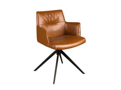 Chaise pivotante tapissé en simili cuir avec base en acier inoxydable noir mat - AQUILA