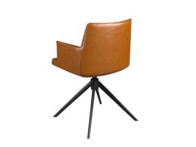 Chaise pivotante tapissé en simili cuir avec base en acier inoxydable noir mat - AQUILA