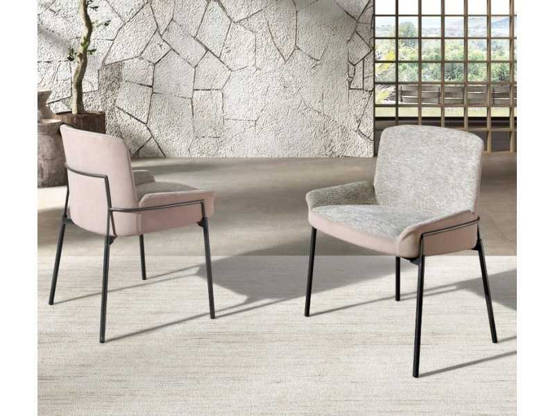 Chaise design tapissé avec structure en acier inoxydable - BRIGHTON