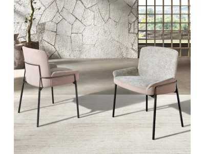 Upholstered designer chair with stainless steel frame - BRIGHTON