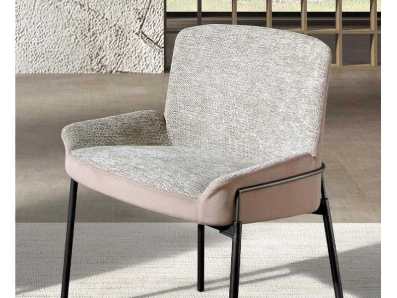 Upholstered designer chair with stainless steel frame - BRIGHTON