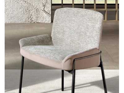Upholstered designer chair with stainless steel frame - BRIGHTON