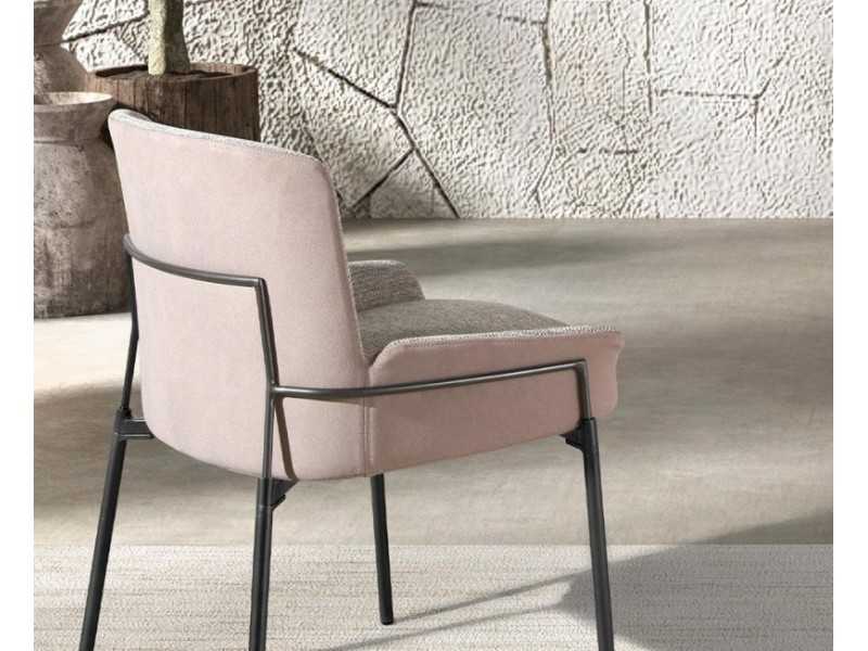 Upholstered designer chair with stainless steel frame - BRIGHTON