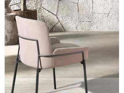 Upholstered designer chair with stainless steel frame - BRIGHTON