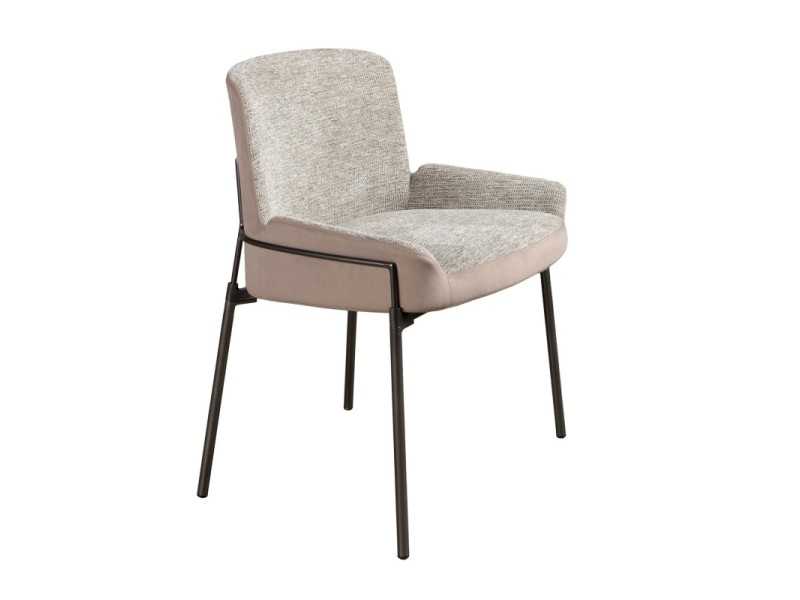 Upholstered designer chair with stainless steel frame - BRIGHTON