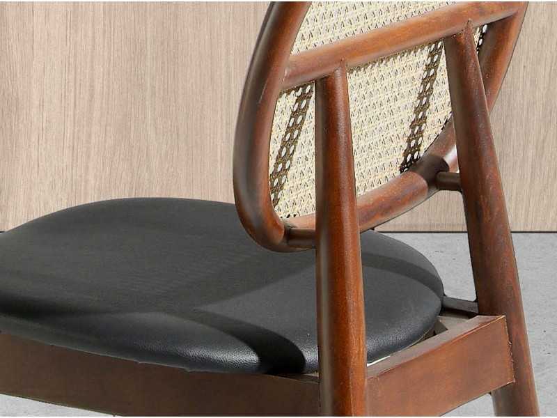 Silla de madera maciza con respaldo en rattán - TOULOUSE