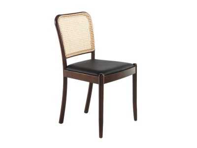 Chaise en bois massif avec dossier en rotin - HIDRA