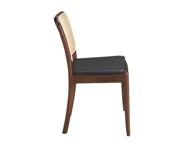 Chaise en bois massif avec dossier en rotin - HIDRA