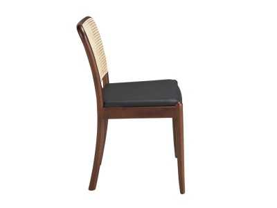 Chaise en bois massif avec dossier en rotin - HIDRA