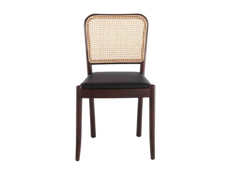 Chaise en bois massif avec dossier en rotin - HIDRA