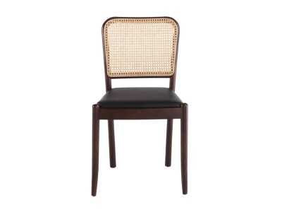 Chaise en bois massif avec dossier en rotin - HIDRA