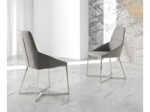 Upholstered chair with stainless steel structure - HELENNA