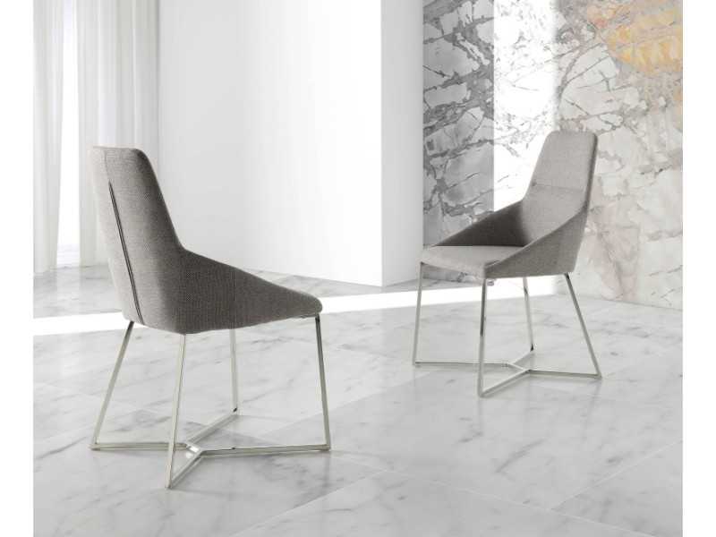 Upholstered chair with stainless steel structure - HELENNA